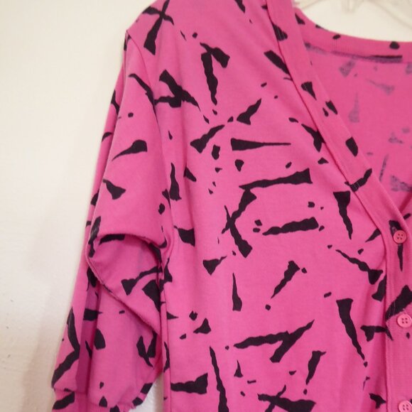 Hot Pink and Black Long Cardigan - Picture 3 of 4